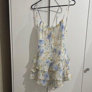 Forever 21 Blue and Cream Camisole Top